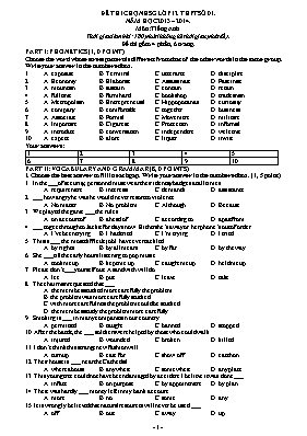 Đề thi chọn học sinh giỏi lớp 12 THPT số 01 - Năm học 2013 2014. môn Tiếng Anh